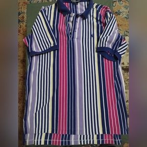 Vintage 90s Ralph Lauren Mens Size XL Color Block Striped Polo Shirt
